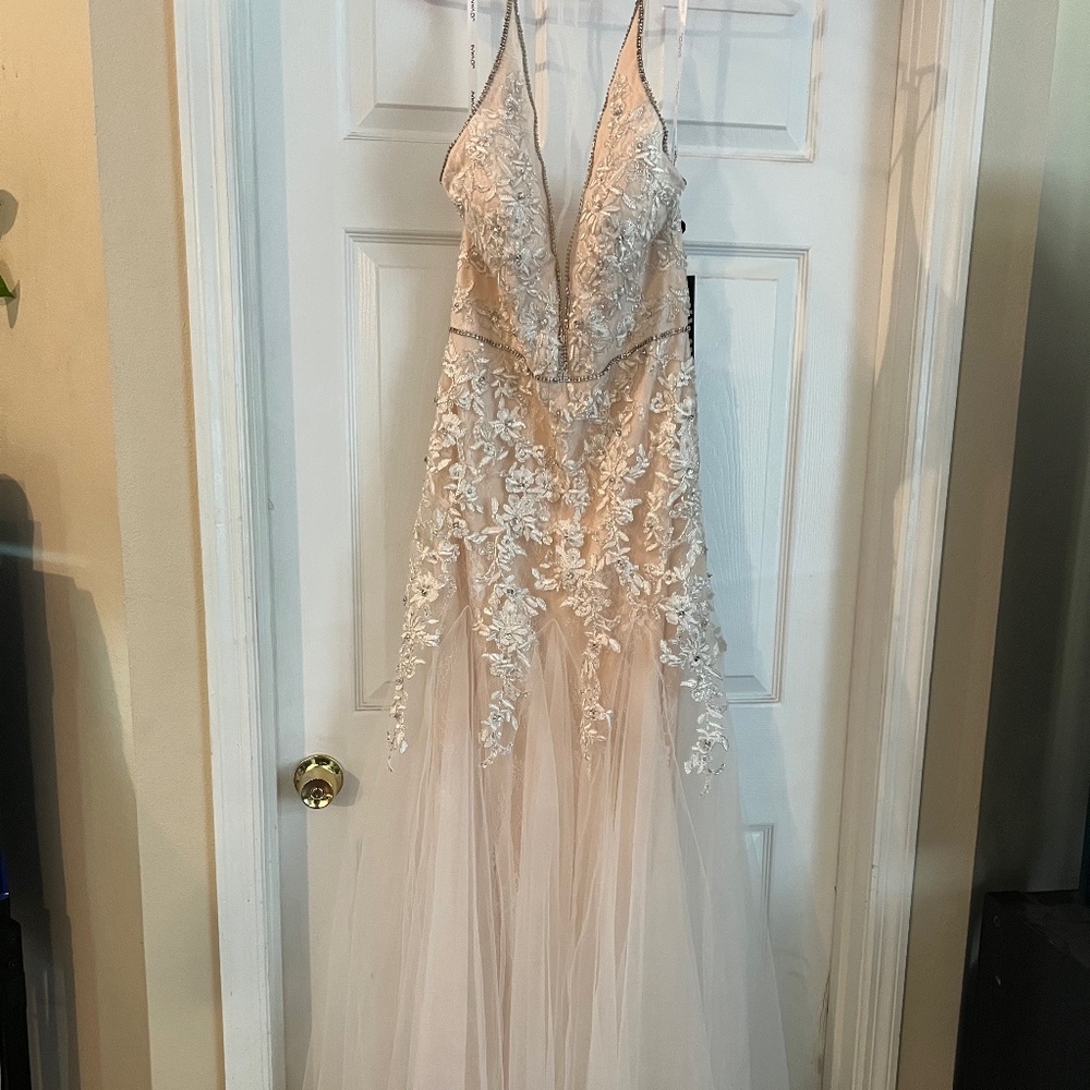 Jovani Ivory and blush Bridal dress